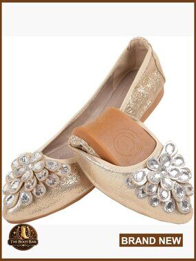 Foldable Rhinestone Ballet Flats for Women Wedding Dressy Slip On Shoes